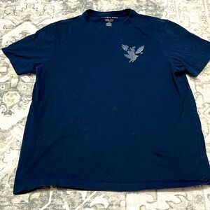 American Eagle Super Soft Mens Logo T-Shirt Large Navy 2023 Casual Ombre